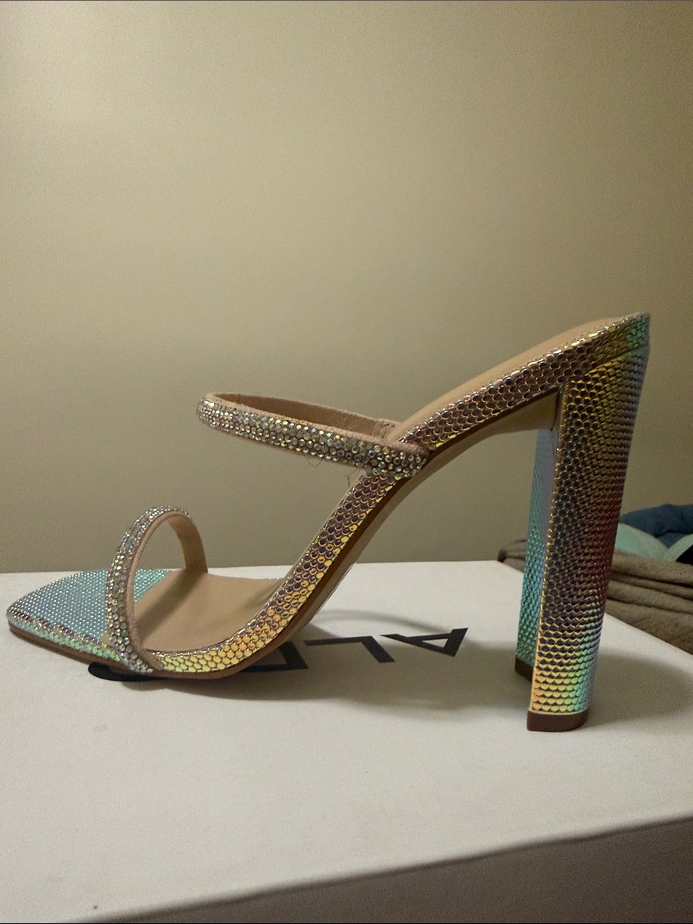Aldo Mermaid Multicolor Rhinestone Block Heel Sandal